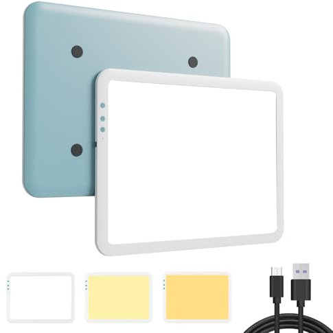 HIUKCOLED Rechargeable A4 Light Pad, Battery Powered Light Board, Stepless/6-level Dimmable Brightness with 3 Colors, Wireless LED Light Tracing Box for Diamond Painting,Drawing,Sketching,Animation