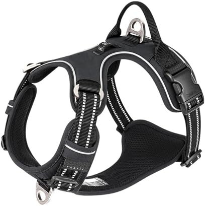 WINHYEPET True Love TLH5654 Hundegeschirr, gegen Ziehen, verstellbare Outdoor-Weste, reflektierend, Nylon, weich, geeignet für kleine, mittelgroße und große Rassen, Schwarz, Größe S