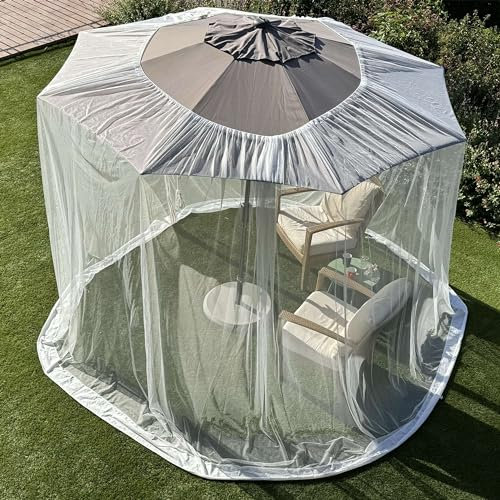Rete per Zanzare per Ombrellone 2.8 M | Grandi Dimensioni e Tessuto Progettato per Esterni | Bianca Rete di Protezione contro Insetti e Mosche per Patio, Veranda e Terrazza da Giardino