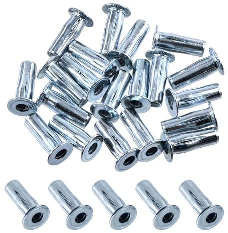 Keadic 20 pezzi M6 Multi Grip Rivetto Dadi Pre Bulbed Inserti filettati zincati a testa piatta scanalata Nutsert Elementi di fissaggio per industria edile