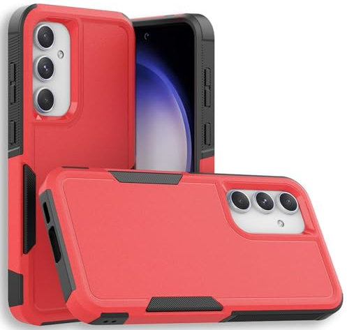 MOHDHAF- Handyhülle Für Samsung Galaxy S24 Ultra S24 Plus S24 Schlanke Stoßfeste PC-Hülle Mit Linsenschutz Robuste Militärqualität Schutzhülle(Rot,S24plus)