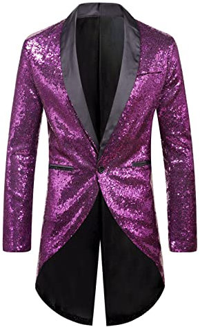 Steampunk Herren Pailletten Blazer Jacke - Frack Herren Glitzer Anzugjacke Sakko Mantel Vintage Smoking Mittelalter Gehrock Party Faschingskostüme Karneval Halloween Kostüm