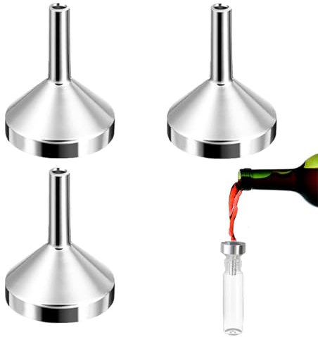 3 Pcs Small Funnel Set Kitchen Funnels,Silver Aluminium Mini Funnel,Metal Small Funnel Mouth Diameter 2.5cm Tiny Funnel,Mini Travel Stainless Steel Funnels for Filling Bottles Powder Oils Wine Coffee