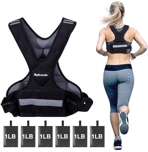Stepfowarder Weighted Vest for Women Men Kids, X-Style Strength Weight Vest Adjustable 2 to 5kg with Reflective Stripes, Suitable for Running, Body Workout, Jogging, Walking (2-5Kg - Black/Grey)