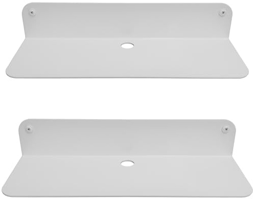 Galleksa Set of 2 Floating Metal Wall Mounted Shelves 32cm White