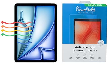 Ocushield Pellicola protettiva in vetro temperato anti luce blu per Apple iPad Pro 11 (2024), filtro luce blu per iPad, antiriflesso, protegge gli occhi e migliora il sonno