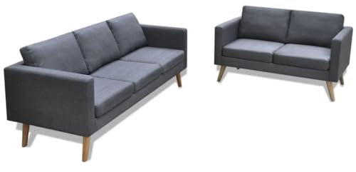 HEFZGDB Sofa Set 2-Sitzer und 3-Sitzer Stoff Dunkelgrau Balkon Sofa Gartenmöbel Lounge Sofa Outdoor Geeignet für Terrasse, Pool und Garten.