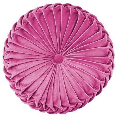 IlGruppone Cuscino Rotondo Zucca Effetto Velluto Circolari Per Divano Decorativo Letto 35 Cm - Rosa (Fuxia)