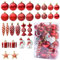HO2NLE 29-teiliges Weihnachtskugel-Set mit roten Weihnachtskugeln, Ornamenten mit Weihnachtsbonbons, Sternen, Pinienkernen, bruchsicher, Weihnachtsbaumschmuck für traditionelle Weihnachtsdekoration