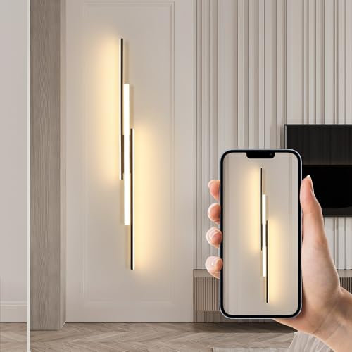 Comely Wandlampe LED Schwarz 24W 2700LM, Wandleuchte LED Innen Modern 90cm, Wandbeleuchtung Warmweiss 3000K für Schlafzimmer Korridor Wohnzimmer Treppe