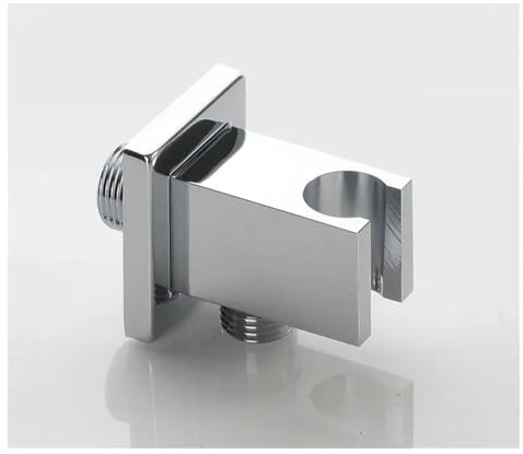 Crochet de douche à main noir/chromé, siège de douche en laiton massif G1/2 avec raccord de flexible de douche, supports de montage de douche(D style chrome)