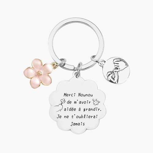 XWXWXW Porte clés Nounou Cadeaux Nounou Merci Cadeau de fin d'année Porte clés Nounou Bijoux Cadeau Anniversaire (1)