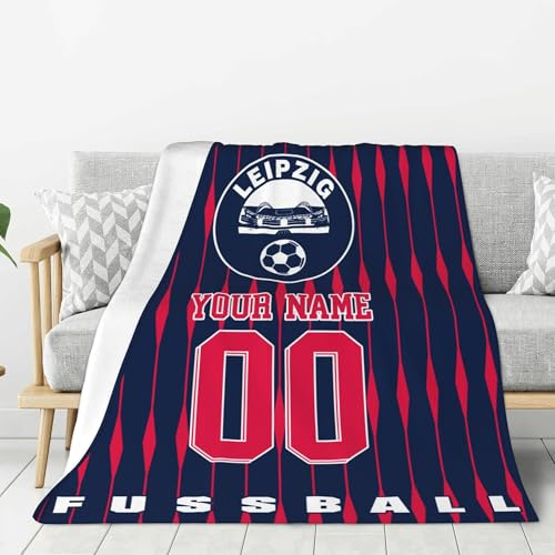 Generisch Personalisierte Leipzig Decke,Kuscheldecke mit Namen&Nummer,Leipzig Flauschige Decke für Stadion, Couch & Wohnzimmer, Fußball Fans -102x127 cm, 127x153 cm, 153x204 cm