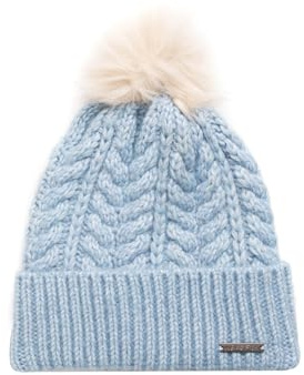 Weird Fish Allerton Cable Knit Bobble Hat Lake Blue Size ONE