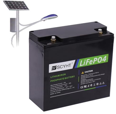 SSCYHT Batterie LiFePO4 12,8 V 20 Ah 24 Ah 26 Ah 30 Ah Batterie Lithium 24 V 12 Ah Batteries Amovibles 24 V Batteries de Rechange pour Lampes solaires, Alimentation Secours,12.8v22.5ah