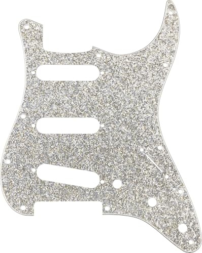 Hybrid Glass/Glitter Stratocaster S/S/S Pickguard, Silver Sparkle