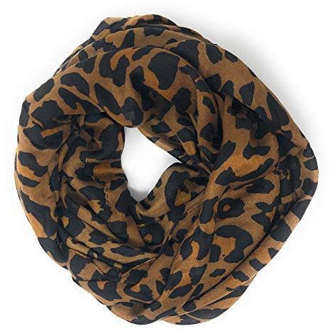 Nickanny's Hochwertiger weicher brauner Tier-Schal mit Leopardenmuster, durchscheinend, Infinity-Loop-Schal, Mehrfarbig/Meereswellen (Ocean Tides), Large