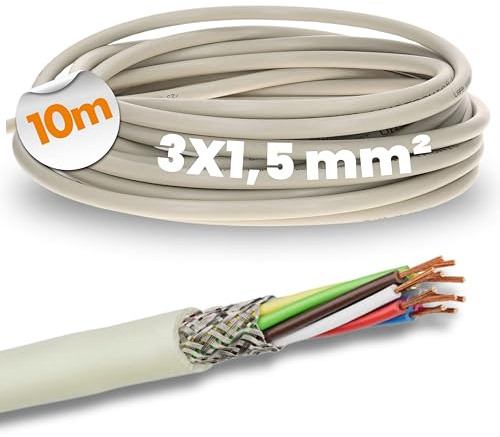 Lapp 10m LiYCY Geschirmte Steuerleitung 3x1,5 mm² - PVC Datenleitung Grau | MSR-Kabel für Modellbau & Schaltschränke, 3-adriges Lötkabel für Signalübertragung, Störfeste Anschlussleitung für DIY
