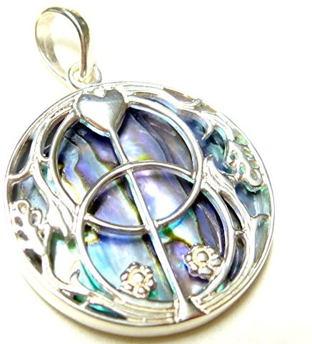 Kettenanhänger, Anhänger Silber, Motivanhänger Avalon, mit Abalone Muschel, aus Sterlingsilber gearbeitet