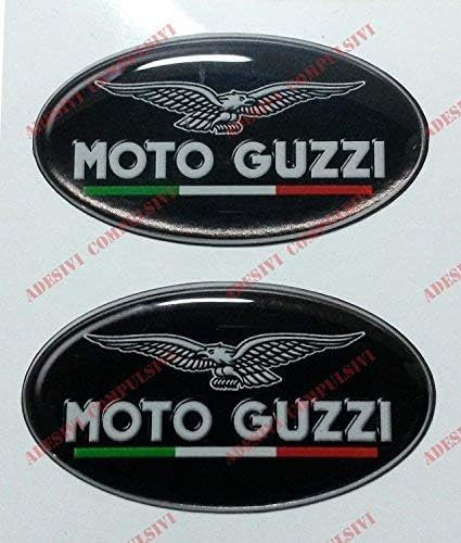 Wappen Logo Decal Moto Guzzi, mit Flagge italien, Paar Aufkleber harzbeschichtet, Effekt 3d. Für Benzintank oder Helm