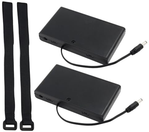 KEESIN AA 12V Boîte en Plastique de Stockage de Batterie de Caisse de Support de Batterie avec la Prise de Courant continu et Les Attaches de câble de Fixation (8 Solts* 2 Pièces)