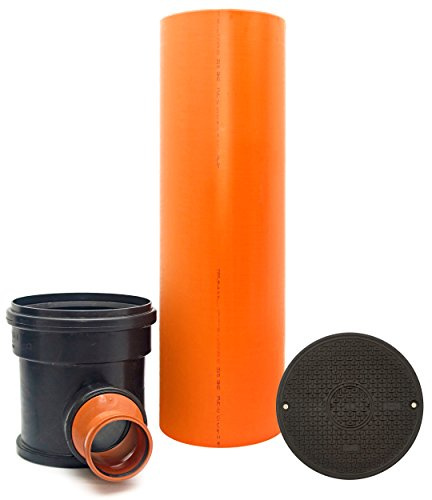 KG Kontrollschacht Revisionsschacht Abwasserschacht Schacht DN315 / 2 x DN125, Rohr, Deckel, Komplett SET