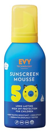 EVY Protector Solar en forma de Mousse para Bebés y Niños SPF 50 - sin perfume - protección solar resistente al sudor y al agua para niños a partir de 6 meses