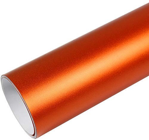 Rapid Teck® 9,86€/m² AutoFolie Serie 560MG Matt Chrom Orange 1m x 1,52m Premium Car Wrapping Folie mit Luftkanal