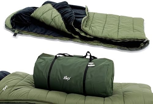 Lucx Grizzly Angelschlafsack 5-Season - Schlafsack für Angler mit herausnehmbarem Thermo-Innenschlafsack - bis -30 °C - multifunktional & extra warm