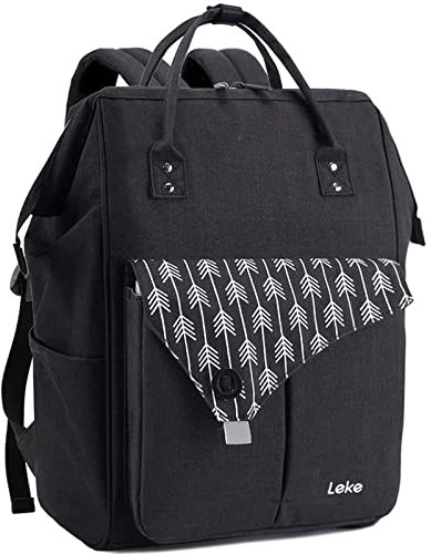 Lekesky Rucksack Damen für Schule Uni Reisen Freizeit Job mit Laptopfach & Anti Diebstahl Tasche, Schwarz