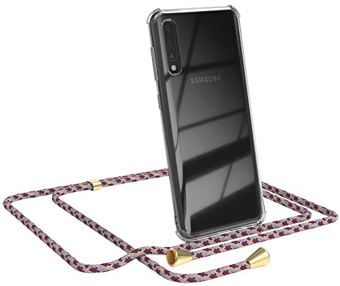 EAZY CASE Handykette kompatibel mit Samsung Galaxy A50 / A30s / A50s Handyhülle mit Umhängeband, Handykordel mit Schutzhülle, Silikonhülle, Hülle mit Band, Stylische Kette, Bordeaux Camouflage