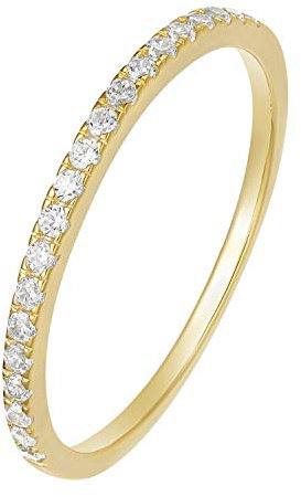 Zakk Eternity Ring Damen Ewigkeitsringe Vorsteckring Schmal Silber 925 Zirkonia Gelbgold Vergoldung Verlobungsringe Eheringe Trauringe Memoire Ring(Gelbgold,52 (16.6))