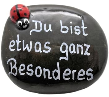 Glücksstein ca. 5 cm mit Wunschtext personalisierbar, Glücksbringer 1021 | Handschmeichler, Geschenkidee, Tischdeko für Hochzeit und Geburtstag Geschenke, bemalte Steine Mitbringsel Kindergeburtstag