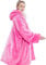 Oversized Sherpa Hoodie Sweatshirt Blanket - Super Soft Warm Comfortable Wearable Blanket, One Size Fits All - Adults Kids Men Women (Rose Pink)