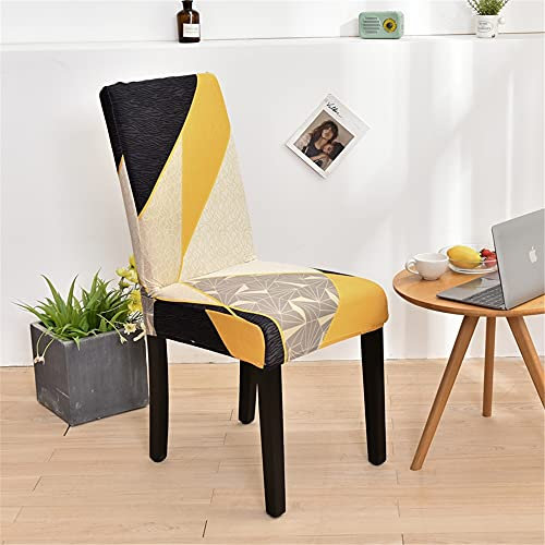 Morbuy Universal Stuhlhussen Stretch Stuhlbezug, Mode Geometrisches Muster Stuhl Husse aus Elastik-Stoff für Hochzeit Weihnachten Bankett Hotel Dekoration (4 Stück,Gelb)
