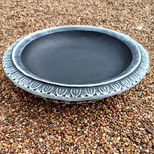 Garden Ornaments & Accessories Round Patterned Design Concrete Birdbath Top Black and White