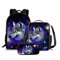 NETILGEN Kids Galaxy Wolf Rucksack-Set 3-teilige Schulranzen für Jungen und Teens mit coolen Tierwolf Lunch-Thermoboxen und Stiftehalterboxen