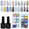 Warm Girl Nail Art Foil Glue Gel with Mix Foil Stickers Set 2PCS 8ML Nail Foil Glue, 20 Rolls Foil Stickers, DIY Transfer Foil Nail Art Decoration