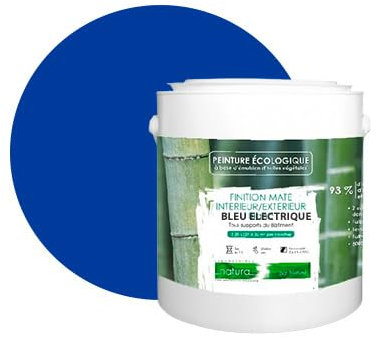 BOX DECO COULEURS Peinture naturelle écologique intérieur extérieur aspect mat Natura - 2.5L, Bleu Electrique
