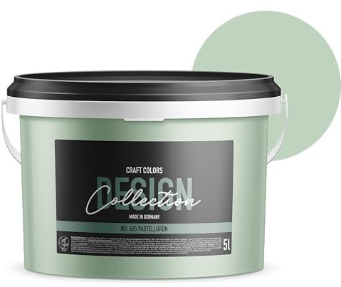 Craft Colors® 5L hochwertige Wandfarbe edelmatt, Kreidefarbe made in Germany, DESIGN Collection No. 625 pastell mint grün