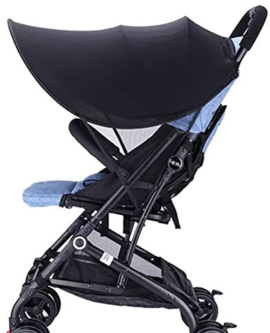 Universal Sonnensegel Kinderwagen Höchst UV Schutz Sonnenblende Buggy Sonnenschirm Babywagen Sonnenschutz Spoprtwagen Winddicht Sonnendach mit Verstellbarem Riemen Seitenschutz Anti Sonnen Kinderwagen