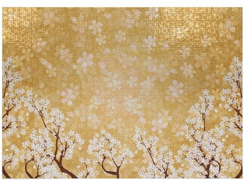 ABAKUHAUS Blumen Puzzle, Bäume blühen im Frühjahr, Heirloom-Qualität lustige Aktivität für die Familie langlebiger Karton, 1000 Stücke, Gelb und Weiß