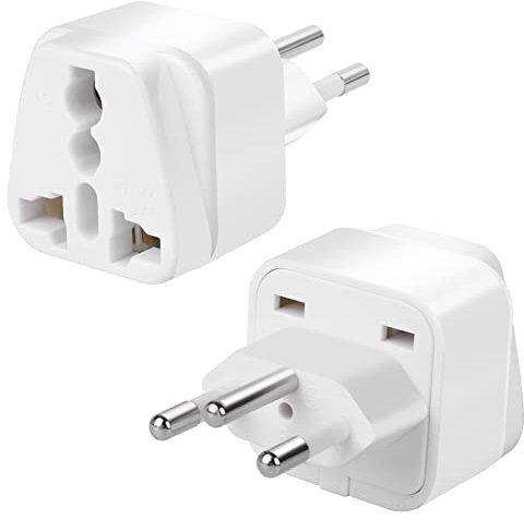 2-Pack UK to Switzerland Plug Adapters Swiss Power Converter Grounded Universal Travel Adapter 3 Pin Switzerland International Type J Plug (White)