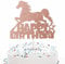 Rose Gold Glitter Horse Happy Birthday Cake Topper, Racing Party Decor Decoration for Boy or Girl Baby Shower Party Supplies