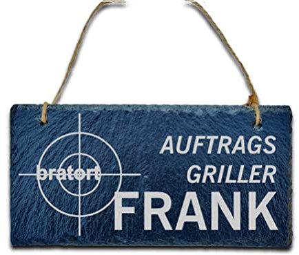 Grill Schild Auftragsgriller personalisiert mit Namen, aus Schiefer, Grillplatz, Grillecke, Dekoschild Outdoor