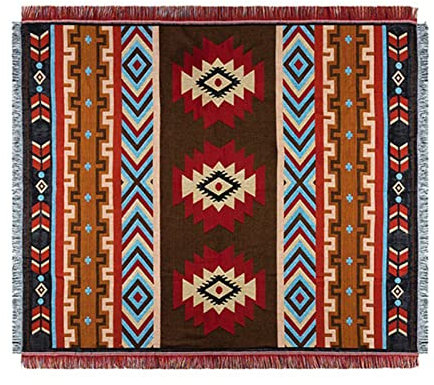 COYEUX Sofa Baumwolle Kuscheldecke Wendedecke Mit Fransen,Ethnische mexikanischeTeppiche,Boho Decke Couchdecke Sesseldecke,Geometrisch,Aztekenmuster,Navajo-Decke,Dekorative Decke