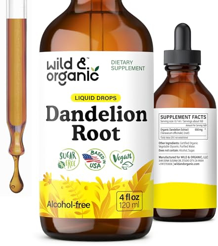 Wild & Organic Dandelion Root Extract Drops - Liver Cleanse Detox - 4 oz