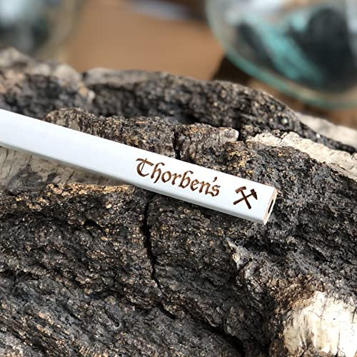 Mr.Zollstock Zimmermannsbleistift personalisiert 24 cm Länge mit Gravur ungespitzt Baubleistift Männer Geschenk Vatertag Handwerker (weiß)