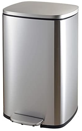 Cubo de Basura Interior de Gran Capacidad - Cocina, Acero Inoxidable Cepillado, Silencioso, Escalonado (50L)