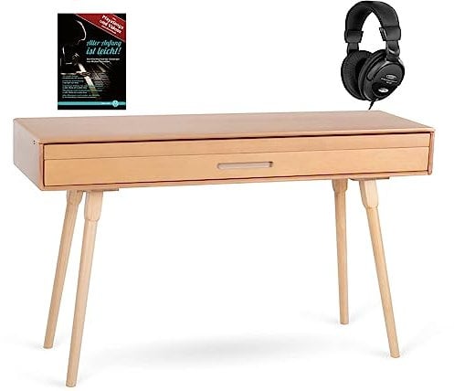 Classic Cantabile DP-730 OK Piano digital roble set - 88 teclas ponderadas acción de martillo - Mesa con teclado piano elèctrico incorporado - Con porta notas y pedalera - USB MIDI salida auriculares